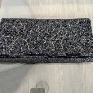 Silk black beaded clutch